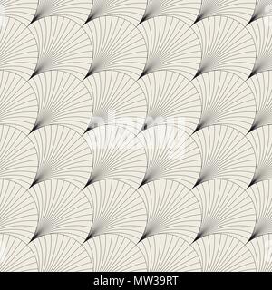 Vector seamless vintage pattern of overlapping arcs in art deco style. Modern stylish abstract texture. Repeating geometric tiles from striped element Stock Vector