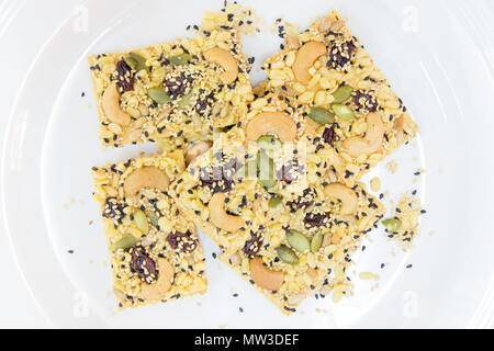 Cereal cracker on white dish Stock Photo