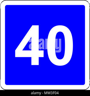 Road sign with suggested speed of 40 km/h Stock Photo