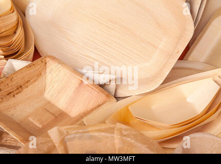 Eco friendly fast food containers, bamboo and palm tree origin Stock Photo