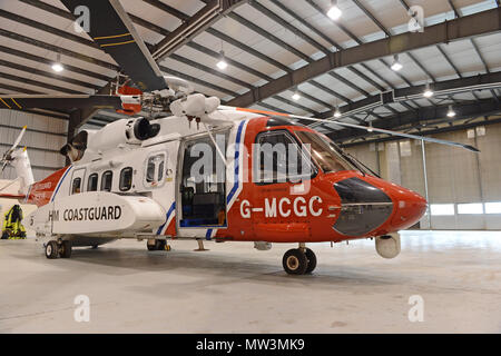 Sir Alan Massey at Sumburgh airport at the naming of the coastguard helicopter to it's familiar old call sign oscar charlie Stock Photo