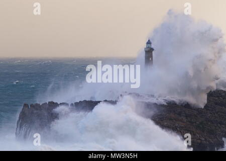 Mouro lighthouse in Santander (Spain). Stock Photo