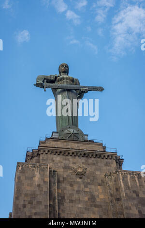 Mother Armenia monument overlooking Yerevan in Victory park Stock Photo