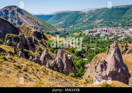 Old Goris town, Armenia with the unique stone formations Stock Photo