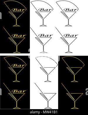 silhouette of the glass from the contours cocktail bar minimalist logo Stock Vector