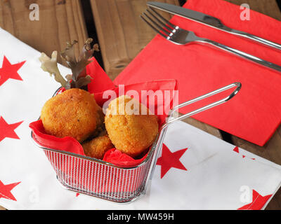 Irish Moss Croquettes  Croquettes made with potato and irish moss seaweed. A nutritious vegan starter. Stock Photo