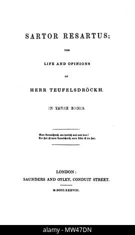 Sartor resartus, the life and opinions of Herr TeufelsdrA¶ckh [b 544 Sartor resartus 1838 London Stock Photo