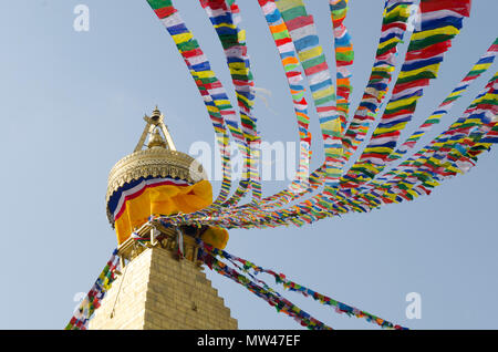 Boudhanath Stupa and temple, Kathmandu, Nepal Stock Photo