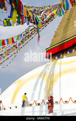Boudhanath Stupa and temple, Kathmandu, Nepal Stock Photo