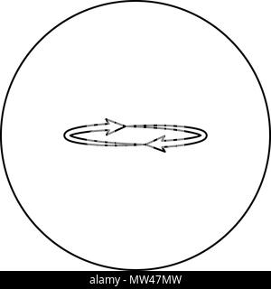Two arrows on the circle . Angle 360  black icon in circle outline vector I isolated Stock Vector