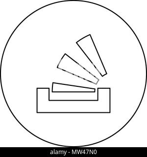 Stacking in the tray black icon in circle outline vector I isolated Stock Vector