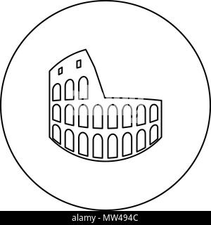 Coliseum black icon in circle outline vector I isolated Stock Vector