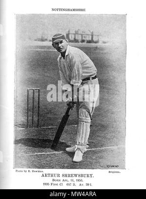 . English: A scan of cricketer Arthur Shrewsbury . 20 February 2012. Photo by A. D Jones & Co, Brighton 58 Arthur Shrewsbury Cricketer Stock Photo