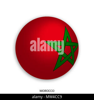 Football World championship with Morocco flag made round as soccer ball - drop shadow and isolated on white background Stock Photo