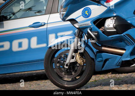 Italy Police Motorcycle background Police Car Stock Photo