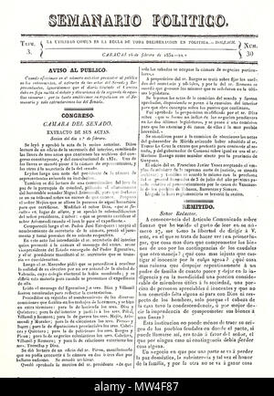 . Español: Prensa Venezolana del siglo XIX: Semanario Politico 1832 . 1832. Unknown 551 Semanario Politico 1832 000 Stock Photo