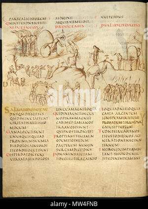 . English: Utrecht Psalter, Utrecht University Library . circa 800. Unknown monks c. 800 623 Utrecht Psalter Stock Photo