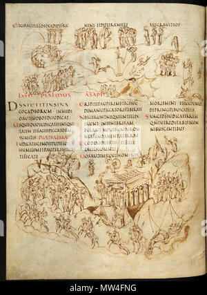 . English: Utrecht Psalter, Utrecht University Library . circa 800. Unknown monks c. 800 623 Utrecht104 Stock Photo