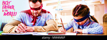 Composite image of close up of pink best father in the world text Stock Photo