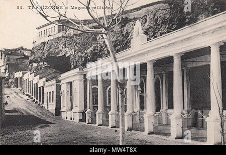 . English: Postcard of the Military depot in Trebizond (Trabzon, Turkey). 7 August 2014, 15:31:02. Messageries Maritimes 417 Military depot, Trebizond Stock Photo