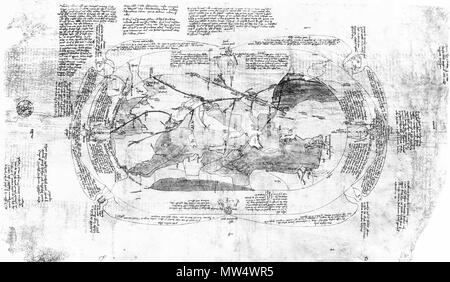 . English: Opicinus de Canistris World Map, 1296-1300 . between 1296 and 1300. Opicinus de Canistris 457 Opicinus de Canistris World Map, 1296-1300 Stock Photo