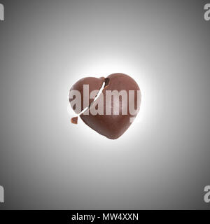 Broken Chocolate heart candy Stock Photo