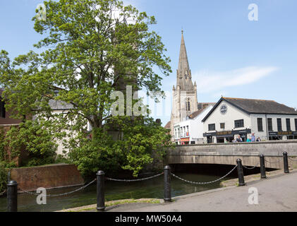 Bridge over River Avon, Fisherton Street, Salisbury, Wiltshire, England, UK Stock Photo