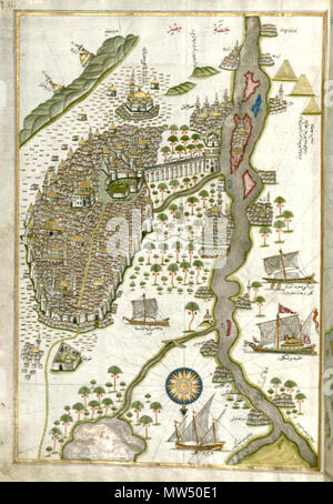 . English: Nile-Cairo-Giza Map by Piri Reis, 16th century . 1513 (2012-05-02 16:07:38).   Piri Reis  (circa 1467 – circa 1554)      Alternative names Hac Ahmed Muhiddin Piri  Description Turkish admiral, geographer and cartographer  Date of birth/death between 1465 and 1470 1554 or 1555  Location of birth/death Gelibolu or Karaman near Konya, Turkey Cairo  Authority control  : Q217915 VIAF: 173366743 ISNI: 0000 0001 1349 4300 LCCN: n50082435 NLA: 58569677 GND: 119388405 WorldCat 445 Nile-Cairo-Giza Stock Photo