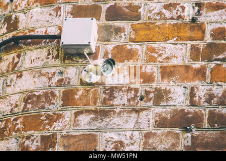CCTV camera on the wall of red brick
