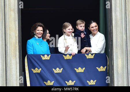 The 72nd birthday celebration of Carl XVI Gustaf of Sweden at the Royal Palace in Stockholm, Sweden.  Featuring: Queen Silvia of Sweden, Princess Estelle, Duchess of Östergötland, Crown Princess Victoria of Sweden, Princess Sofia, Duchess of Varmland Where: Stockholm, Sweden When: 30 Apr 2018 Credit: Mark De Giovanni/WENN.com Stock Photo