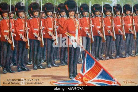 . Painting : Coldstream Guards on parade. before 1937. William Barnes Wollen (1857 - 1936) 138 Coldstream Guards by W.B. Wollen Stock Photo