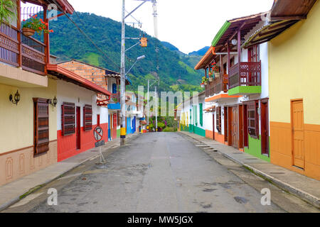 Empty streets of Jardín, Antioquia, Colombia Stock Photo