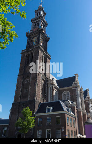 View of Western Church Westerkerk, 1620 - 1631 - a Dutch Protestant church in Amsterdam. Stock Photo