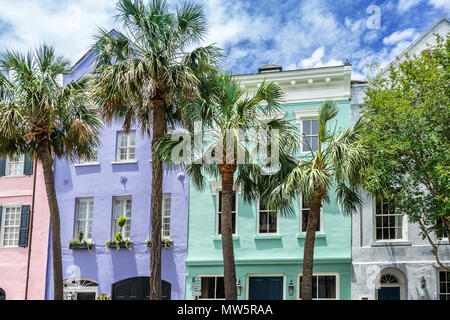 Rainbow Row in Charleston South Carolina Stock Photo