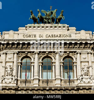 Italian Supreme Court of Cassation (Corte di Cassazione), Palace of Justice, Courthouse. Renaissance, bronze quadriga. Rome, Italy, Europe. Copy space Stock Photo