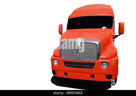 Big red semi truck isolated on a white background. Stock Photo