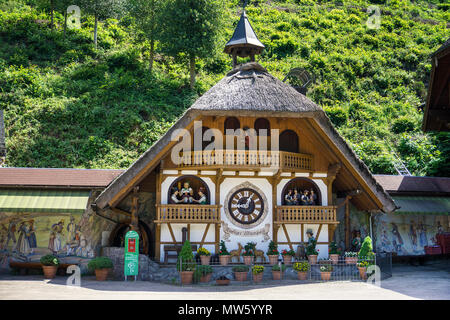 Cuckoo clock in house size at house of tousand clocks, Triberg village, Black Forest, Baden-Wuerttemberg, Germany, Europe Stock Photo