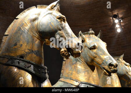 The Horses of Saint Mark (Italian: Cavalli di San Marco), also known as the Triumphal Quadriga, is a set of Roman bronze statues of four horses. Stock Photo