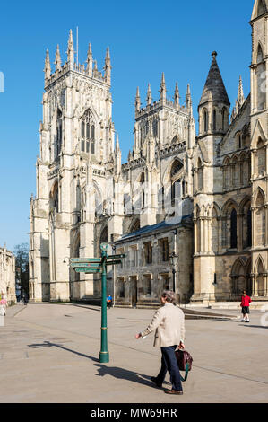 Early morning light on the South transept and western towers of York Minster, York, UK Stock Photo