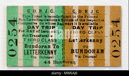 Vintage CDRJC Railway Train Ticket Londonderry Bundoran Stock Photo