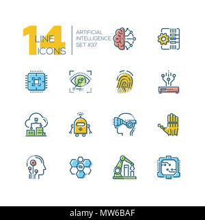 Artificial intelligence - set of line design style icons Stock Vector