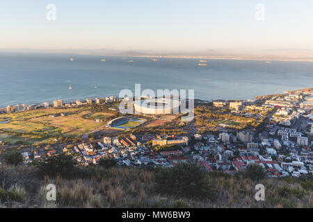 Late afternoon view of Green Point Stadium in Cape Town Stock Photo