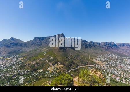 View of Table Mountain in Cape Town on a clear day Stock Photo