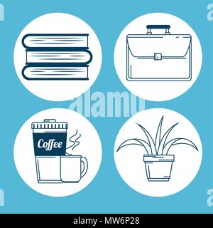office workplace set icons Stock Vector