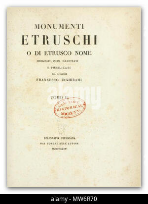 . Deutsch: Illustration aus 'Monumenti etruschi o di etrusco nome ... Band II', p 001 669 INGHIRAMI(1821) Monumenti etruschi Tomo 2 Stock Photo