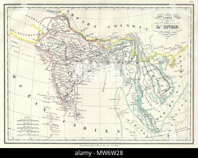 . Carte de L'Inde. English: This is a beautiful 1836 copperplate ...