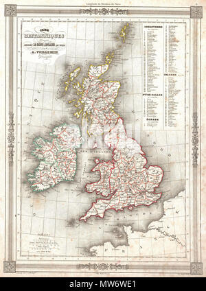 1852 Vuillemin Map Of The British Isles England Ireland Scotland Reimagined By Gibon Classic Art With A Modern Reimagined Stock Photo Alamy