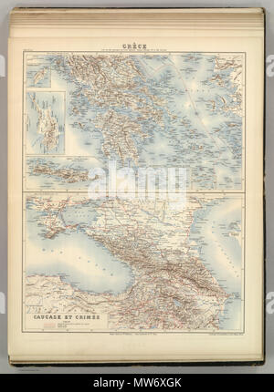 . Français : Grece. Caucase et Crimee. Atlas St. Cyr. Furne, Jouvet et Cie. Editeurs. Imp. Lemercier et Cie. Paris. Grave par J. Geisendorfer, 12 r. de l'Abbaye, Paris. (1882) . 1882. Jouvet et Cie. 10 Jouvet et Cie. Grece. Caucase et Crimee. 1882 Stock Photo