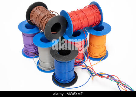 Electric Wires / Cables. Multicolored computer cable isolated on white background Stock Photo