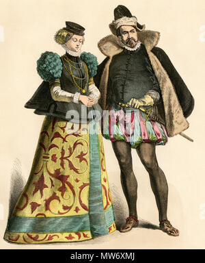 Fashion of late 16th Century Germany. Men and Women of Rostock ...